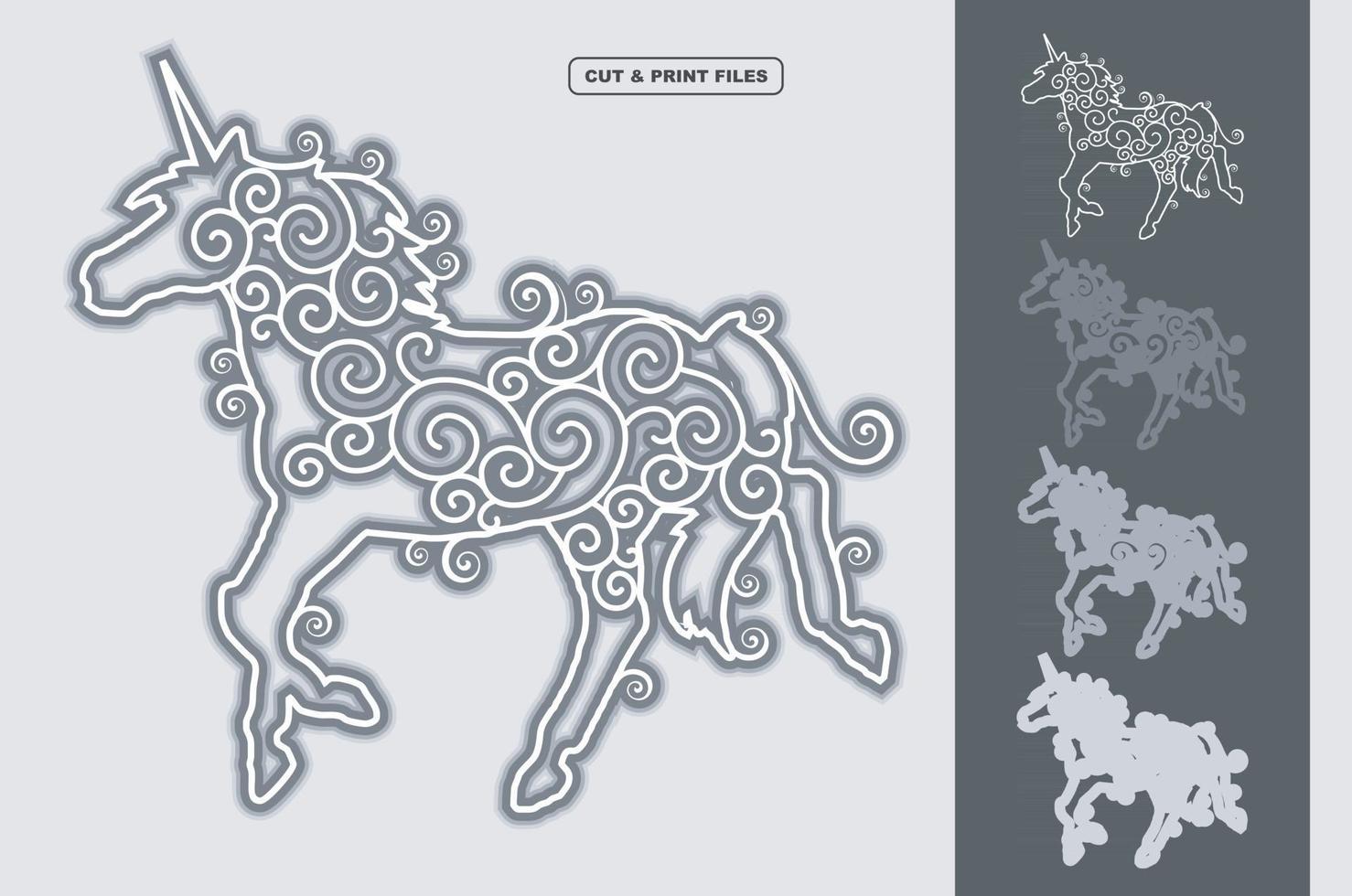 Unicorn Mandala Layered 3D Vector