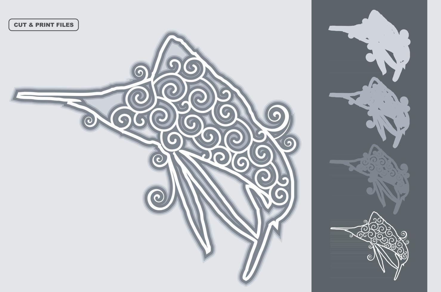 Fish Mandala Layered 3D Vector