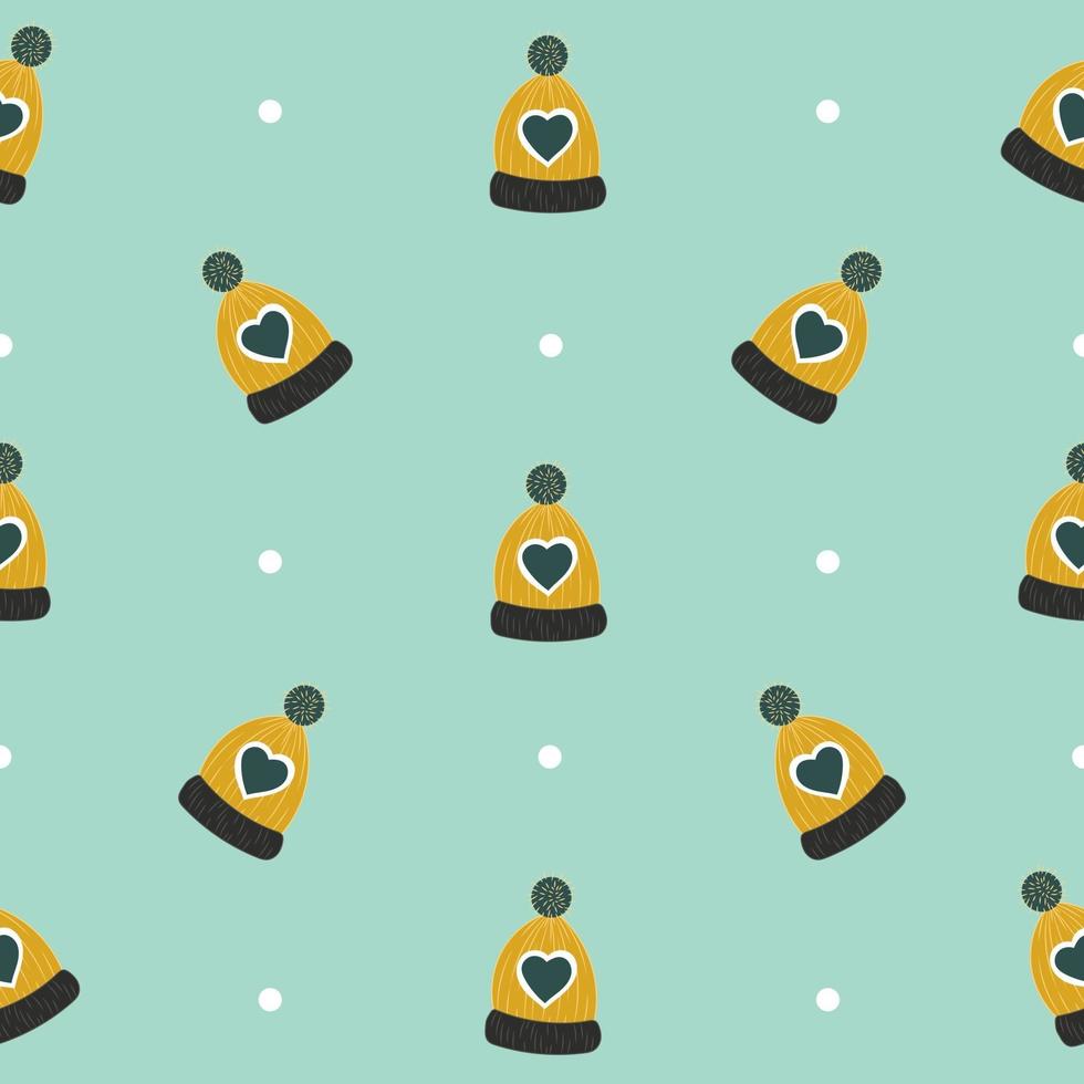 Seamless pattern with christmas hats with hearts vector