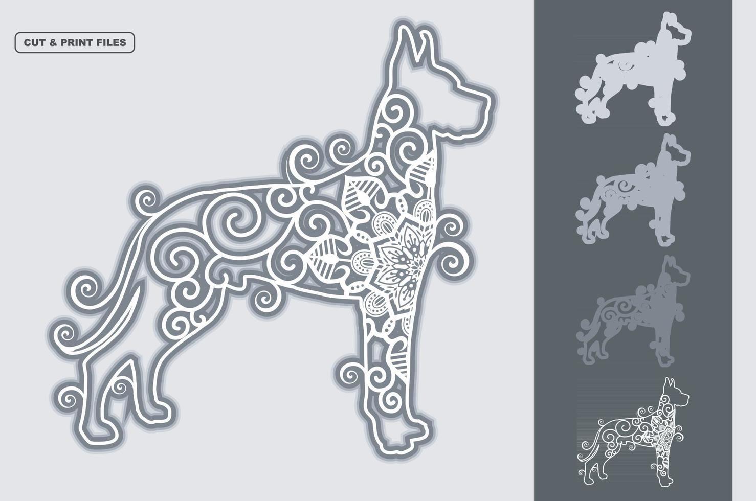 Dog Mandala Layered 3D Vector