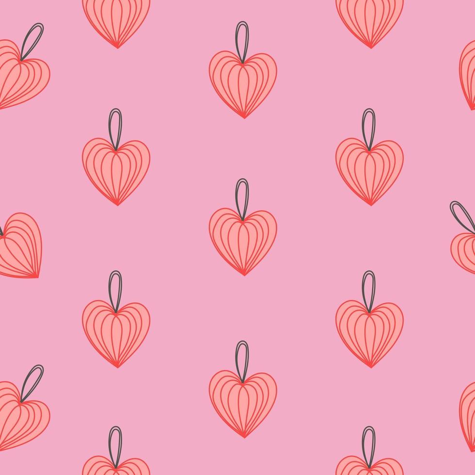 Seamless pattern with pink hearts on soft pink background vector