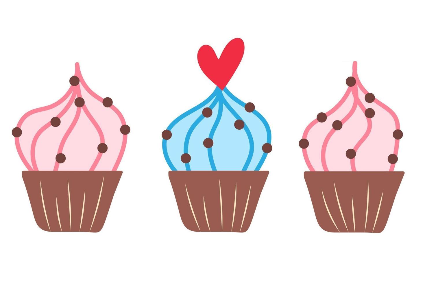 lindo y sabroso cupcake n estilo doodle vector