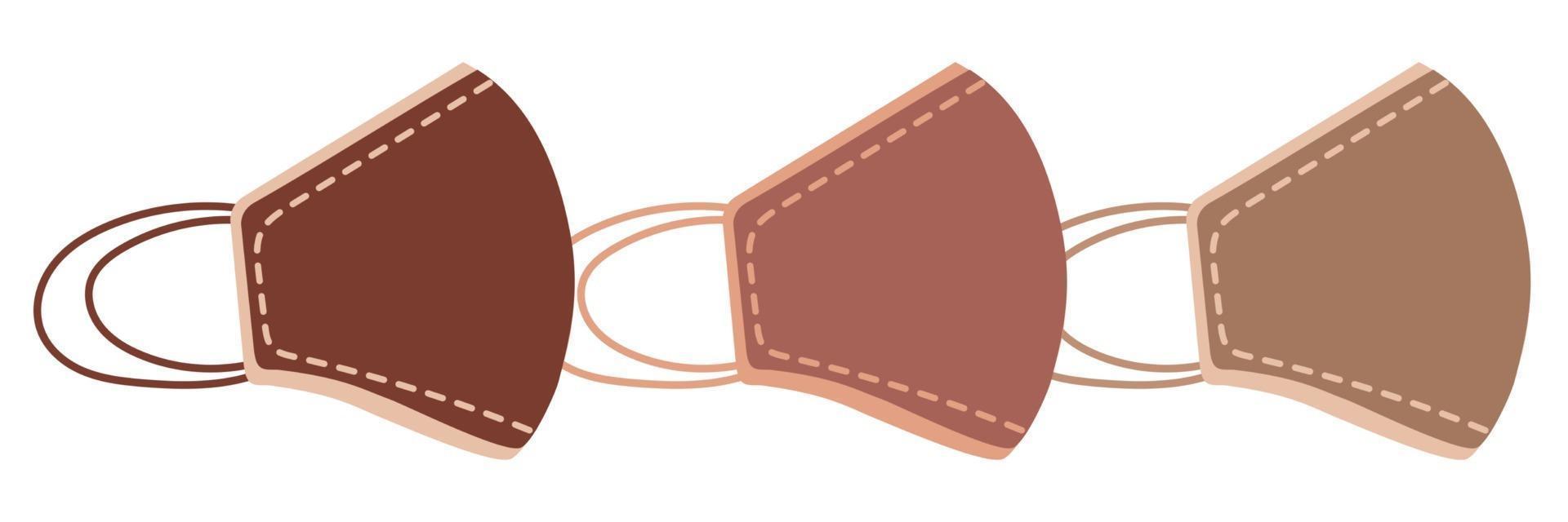 Beige set medical face mask for health vector