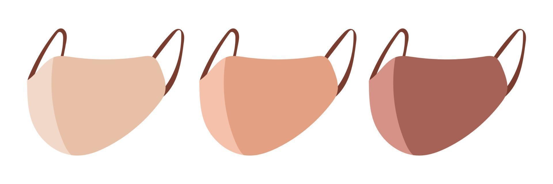 Beige set medical face mask for health vector