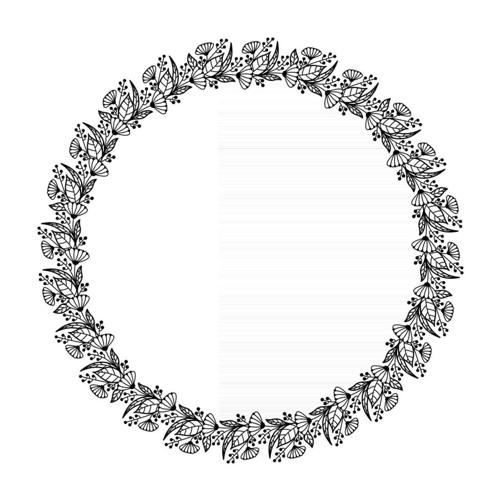 ROUND FRAME WITH FLORAL ELEMENTS IN VECTOR