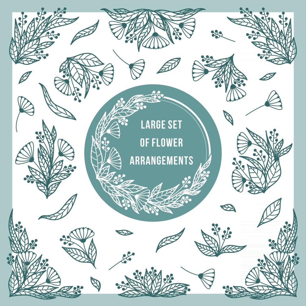BIG FLORAL SET ON A WHITE BACKGROUND IN VECTOR