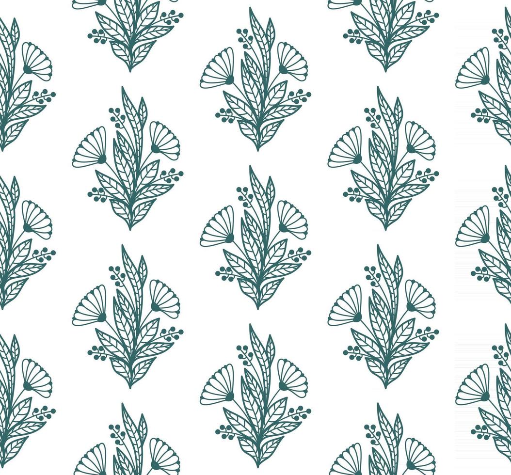 WHITE SEAMLESS BACKGROUND WITH PLANT ELEMENTS vector