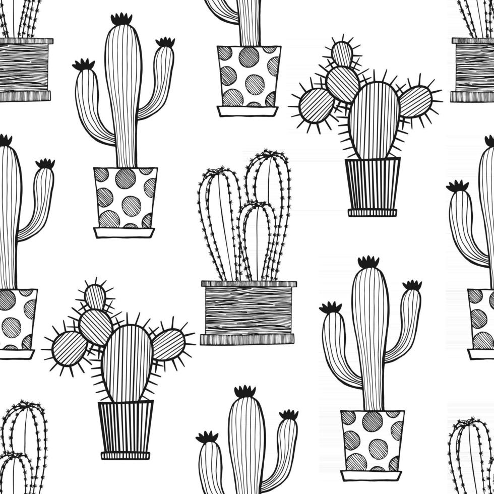 WHITE SEAMLESS BACKGROUND WITH CACTI vector