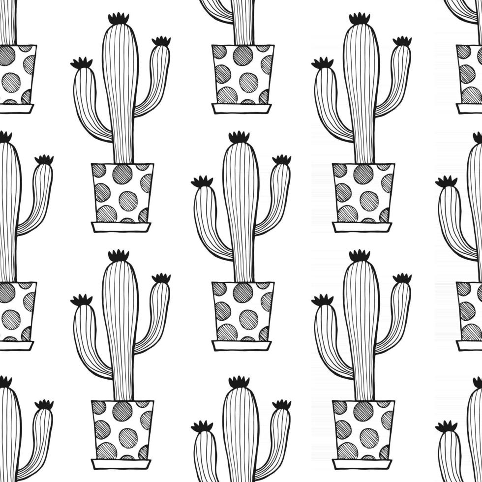 WHITE SEAMLESS BACKGROUND WITH CACTI vector