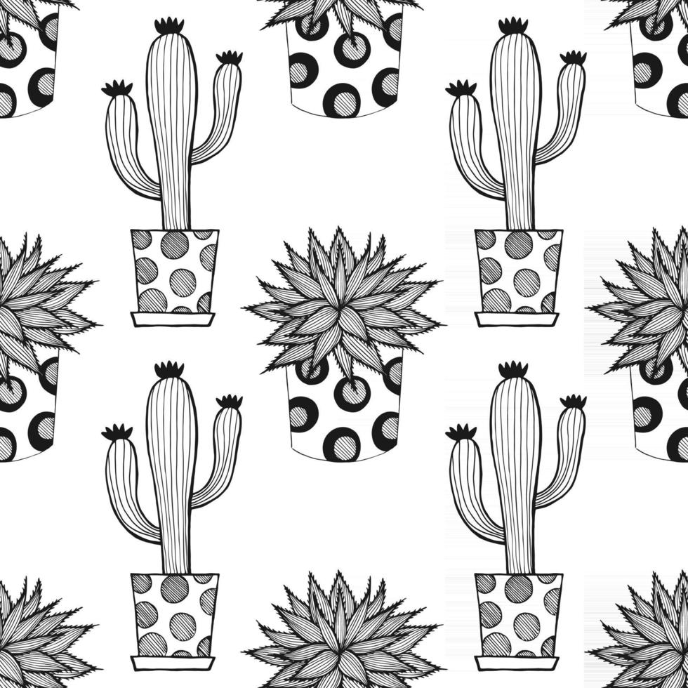 WHITE SEAMLESS BACKGROUND WITH CACTI vector