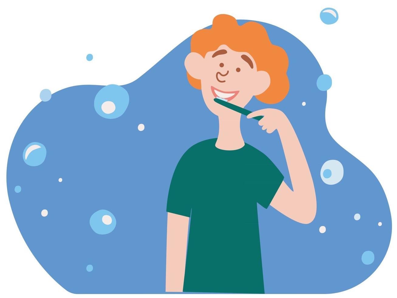 Cute little boy brushing his teeth. Daily morning routine, oral or dental hygiene procedure. vector