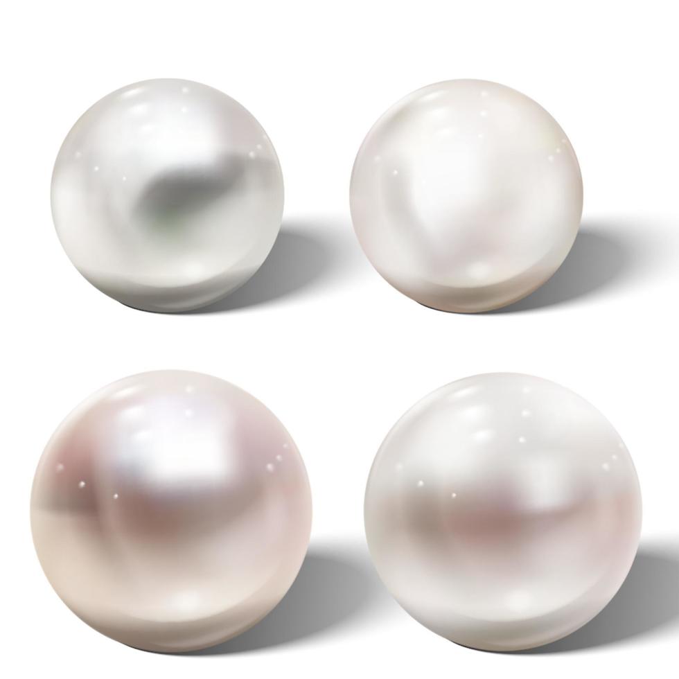 Realistic shiny natural sea pearl with light effects vector