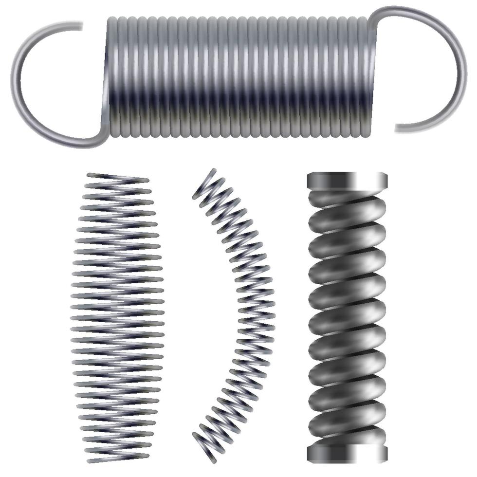 Realistic metal springs and machine absorbers set vector