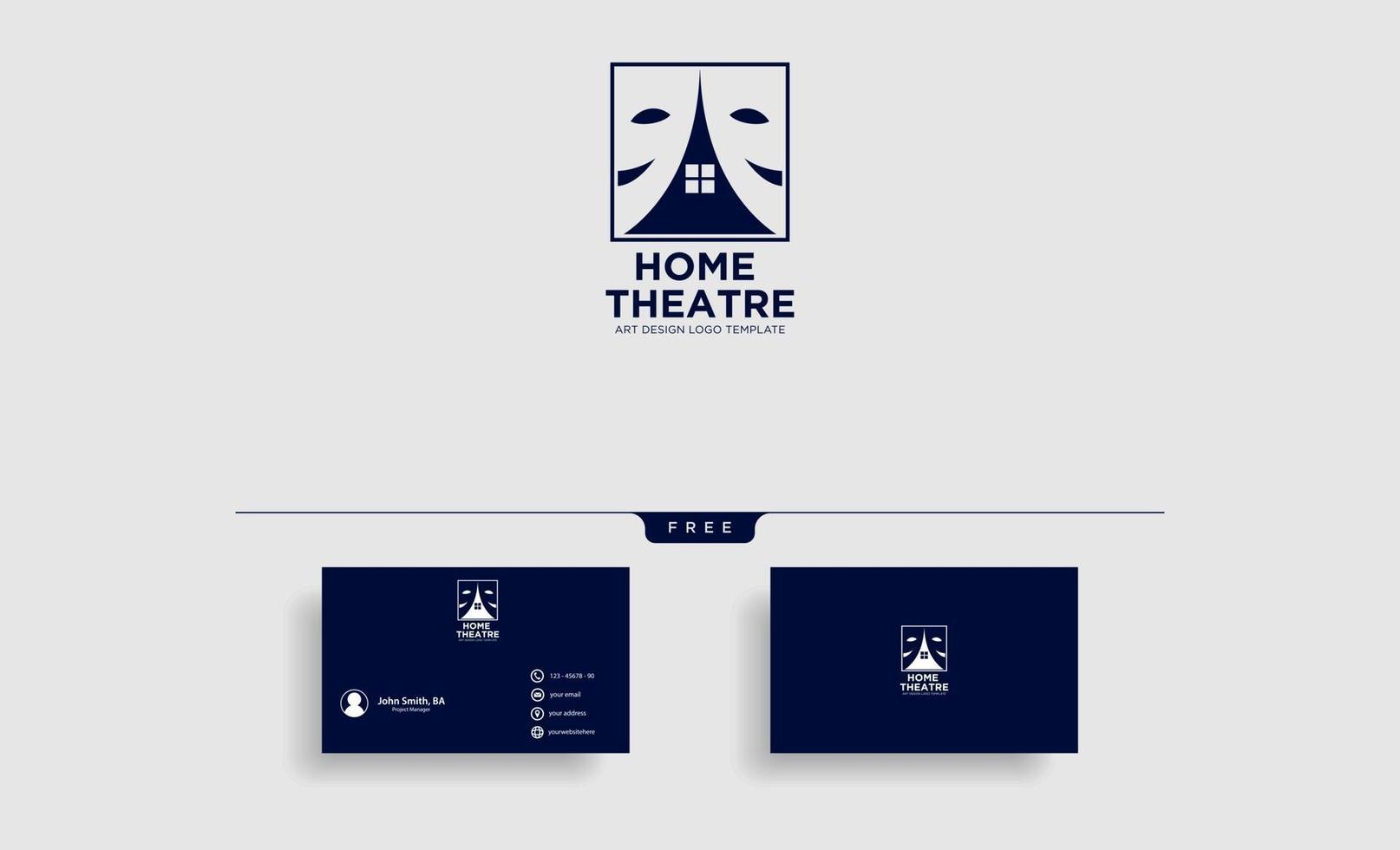 home theater mask actor logo template vector icon element with business card
