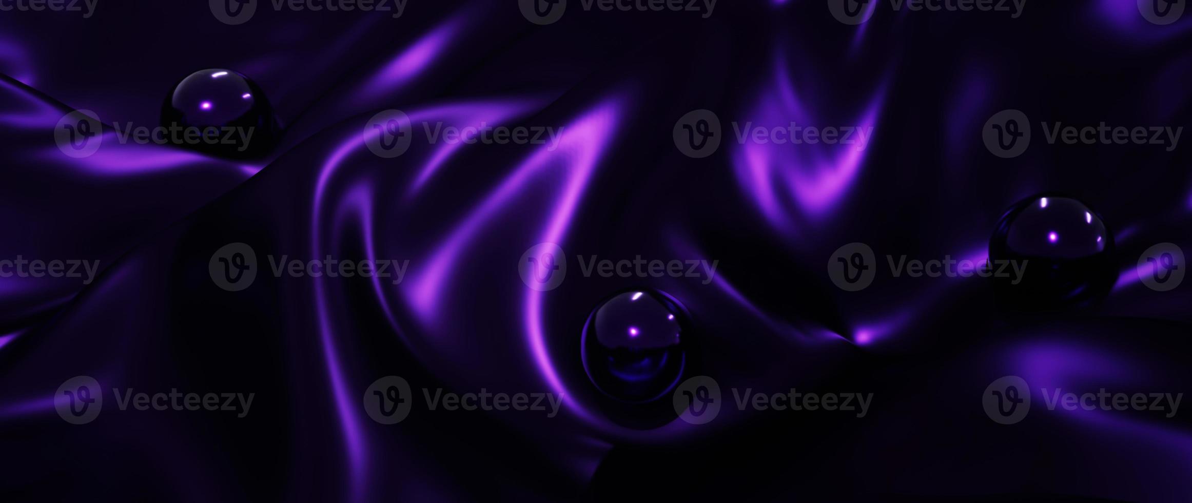 3d render of purple ball and silk photo