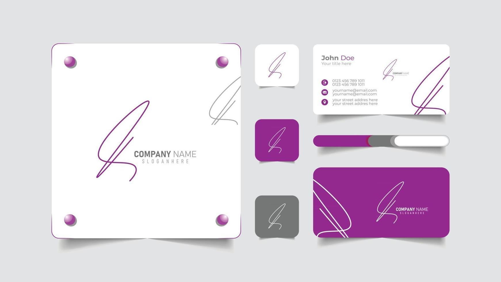 hand draw sign logo with business card vector