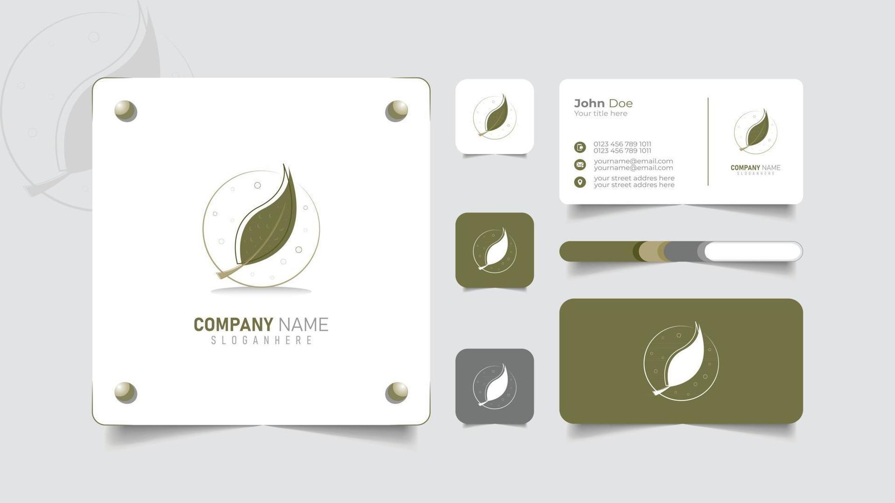 nature leaf logo and business card brand template vector