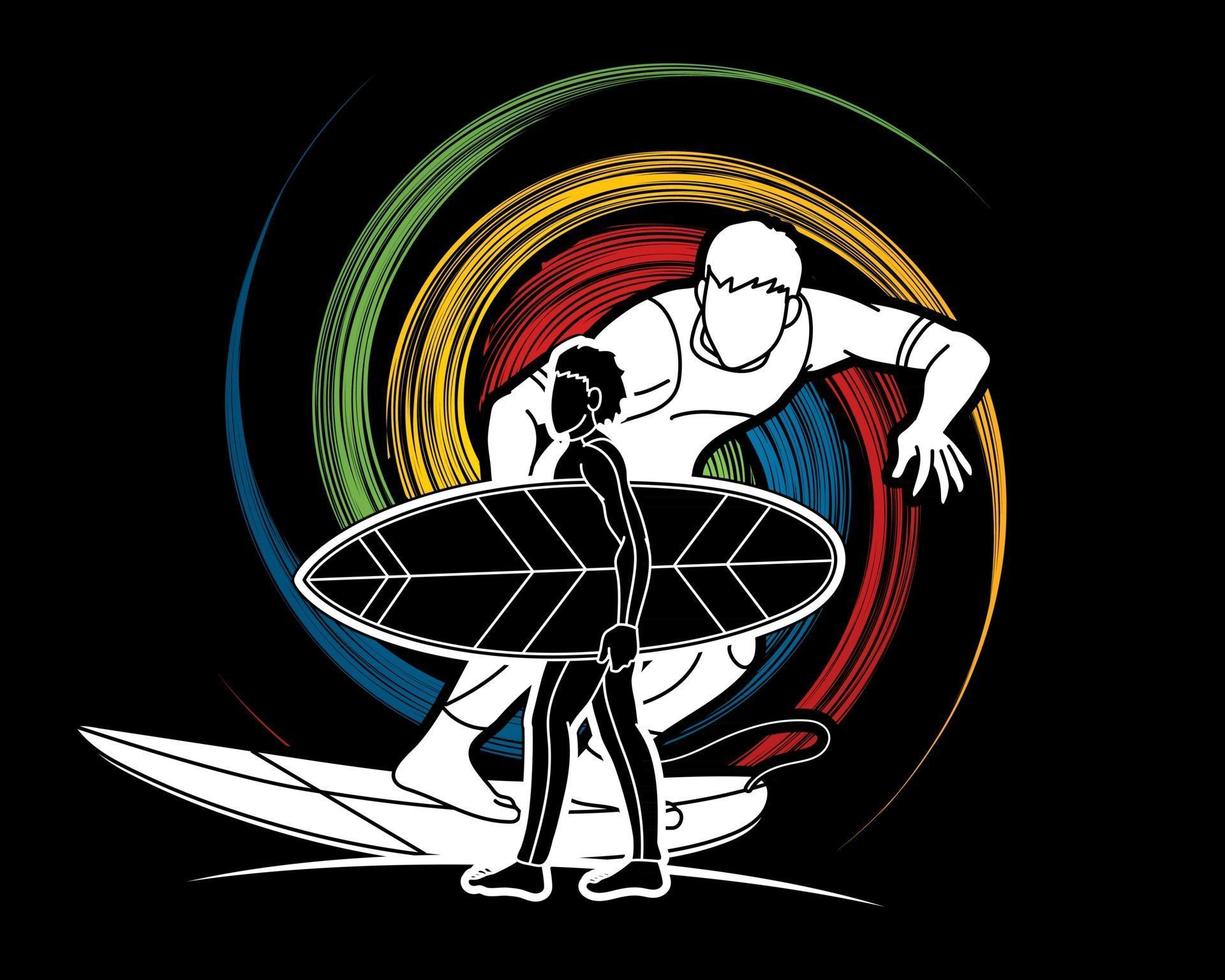 Group of Surfer Male Player vector