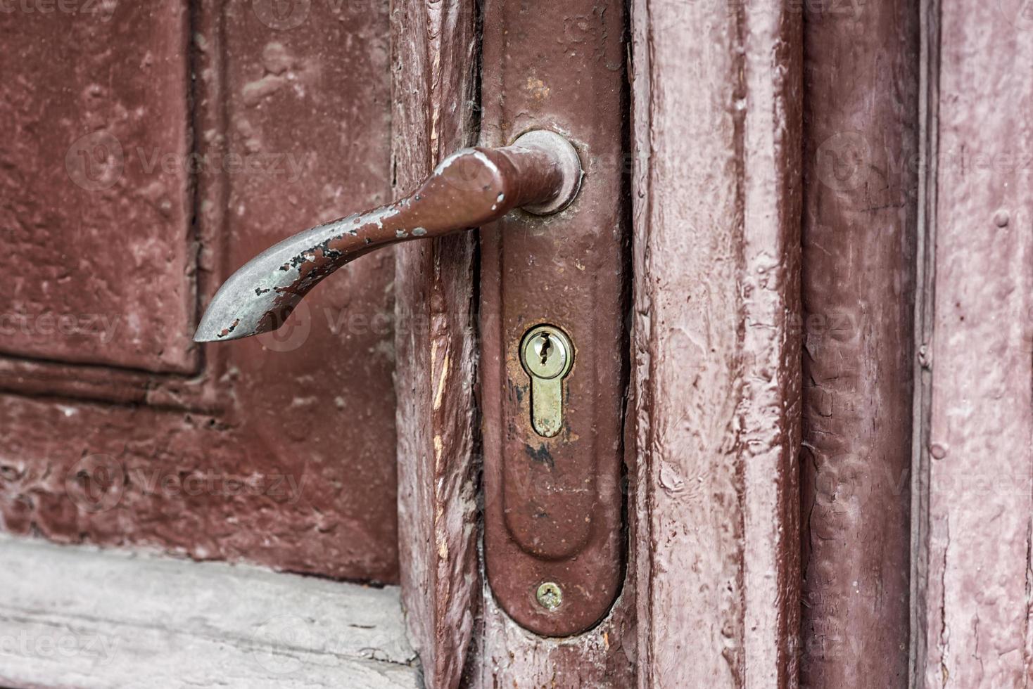 Vintage wooden door close up photo