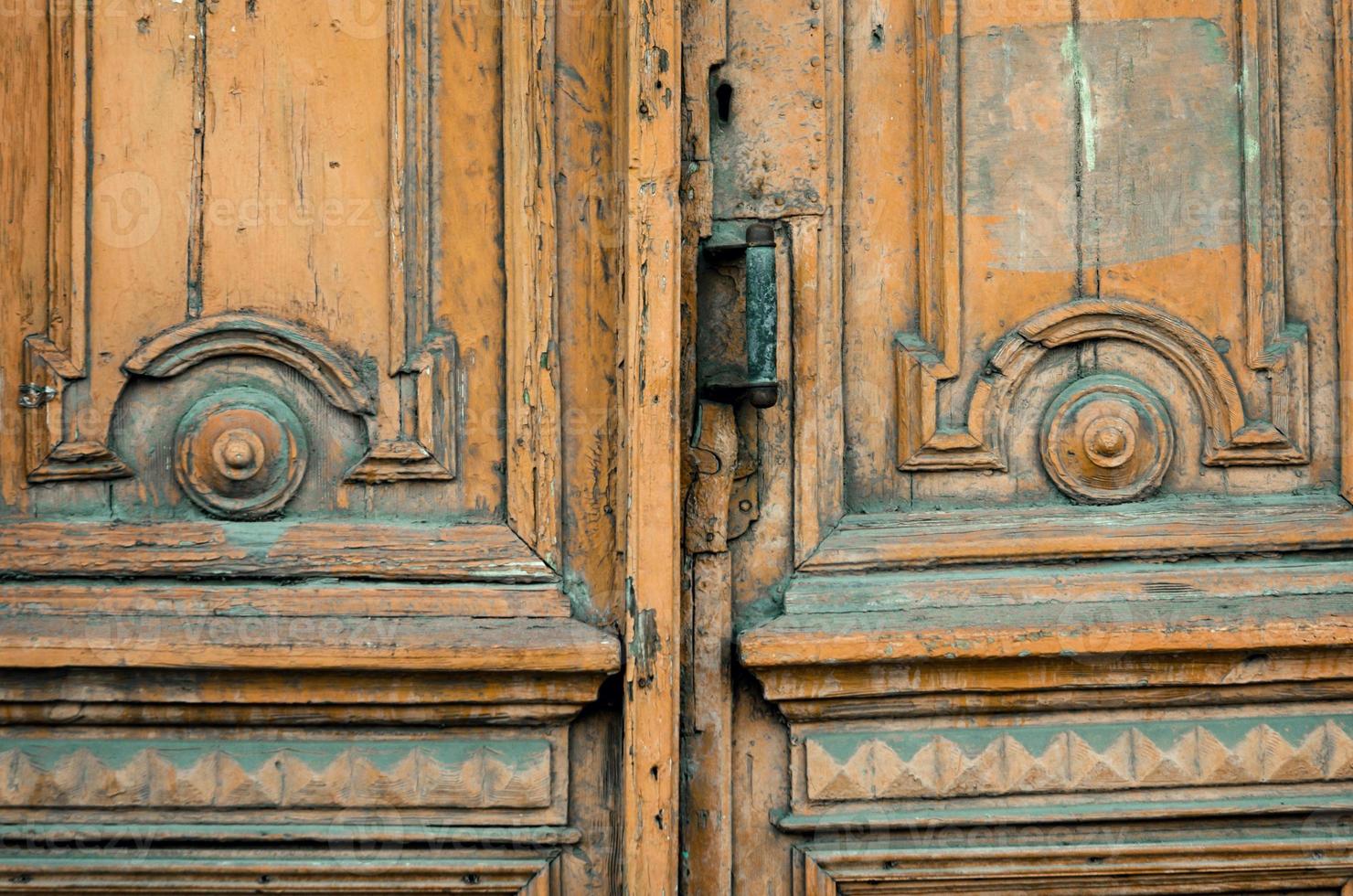 Vintage wooden door close up photo