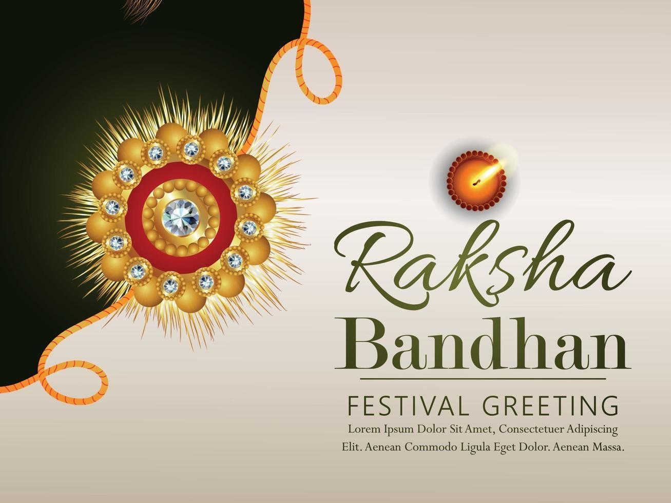 Happy raksha bandhan indian festival celebration greeting card with creative rakhi vector