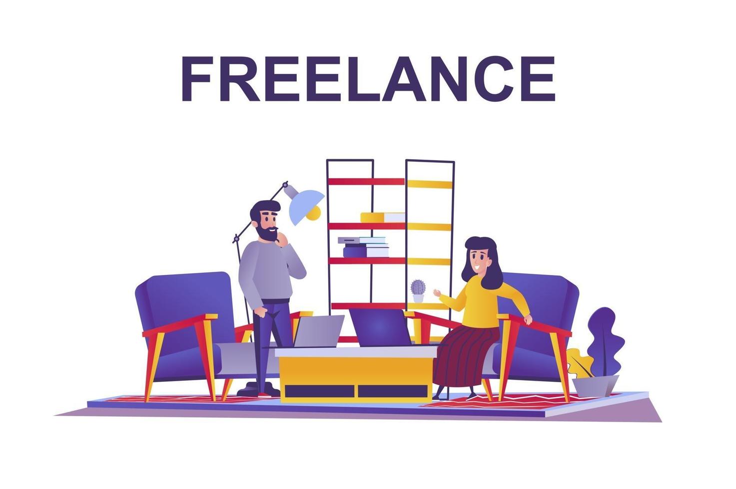 Freelance web concept in flat style vector