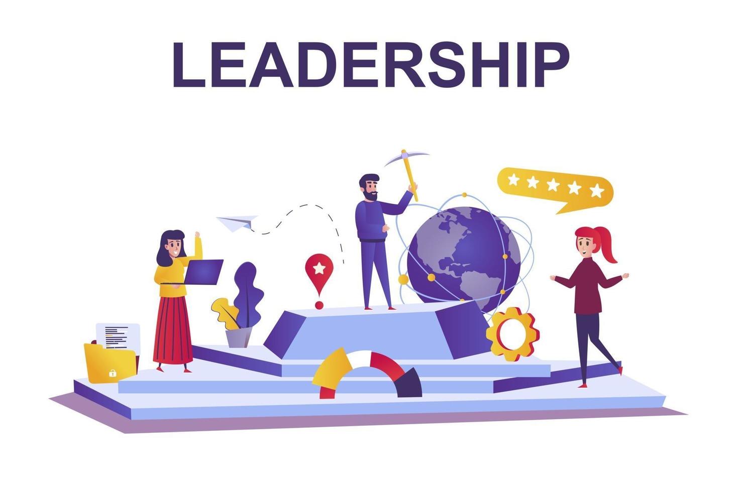 Leadership web concept in flat style vector