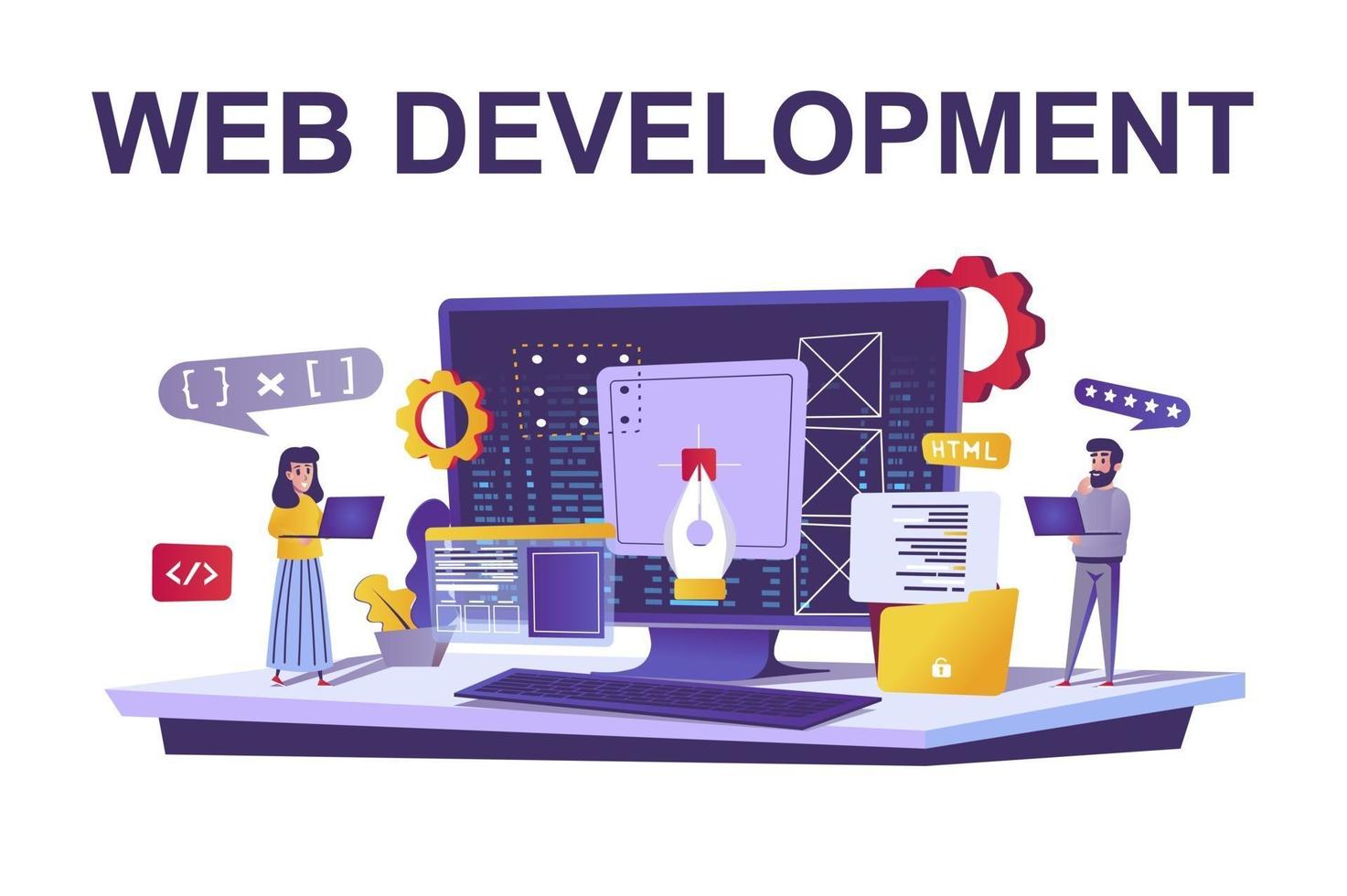 Web development concept in flat style vector