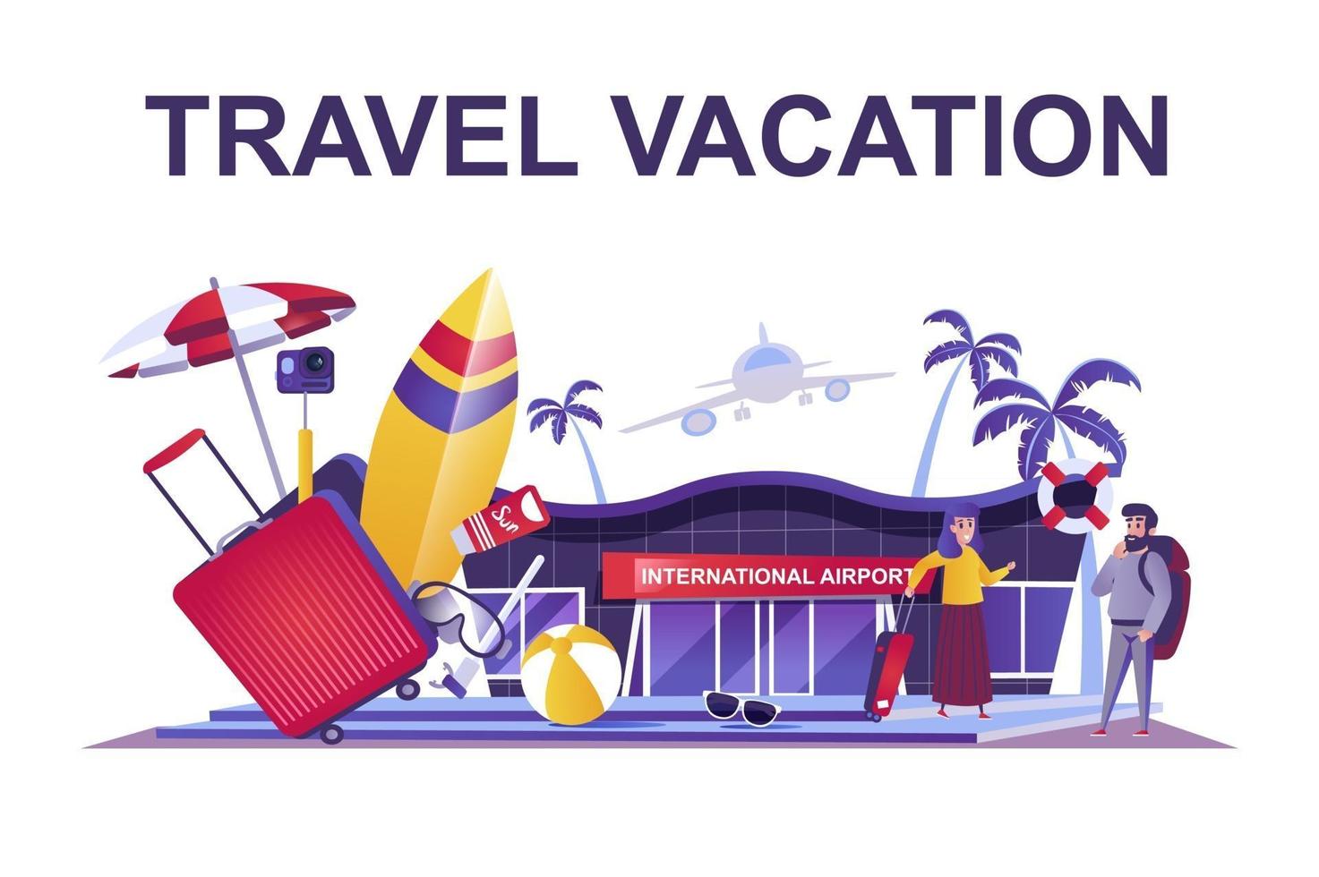 concepto de web de vacaciones de viaje en estilo plano vector