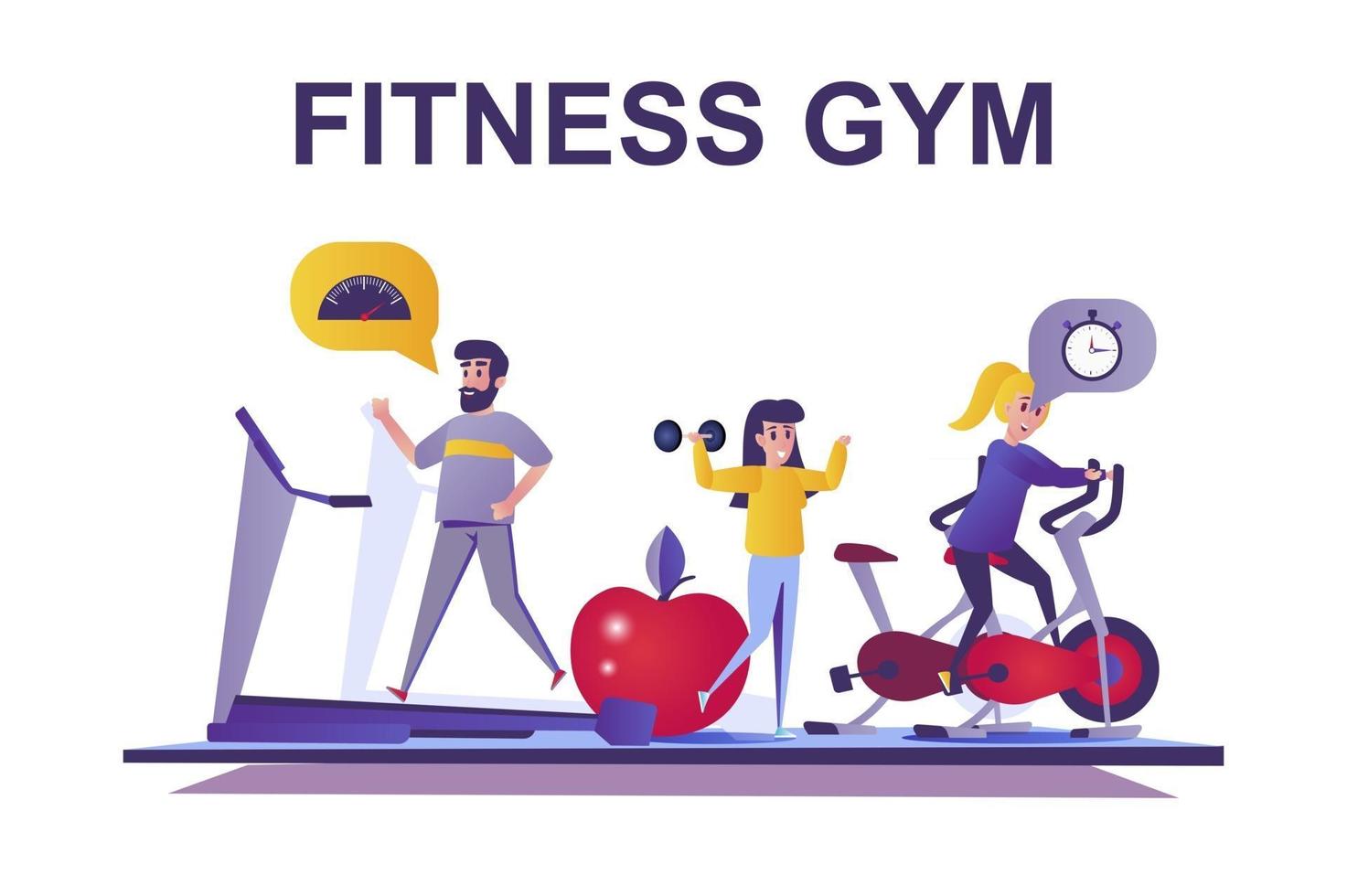 concepto de web de gimnasio de fitness en estilo plano vector