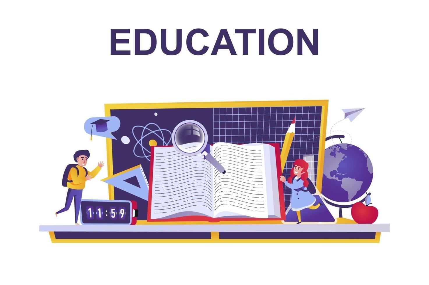 Education web concept in flat style vector