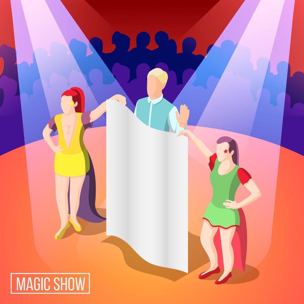 Magic Show Isometric Background Vector Illustration