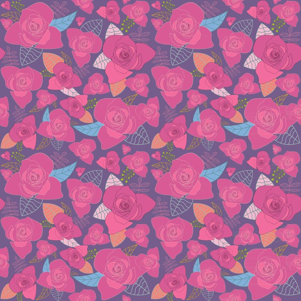 Pale violet and red rose flowers seamless pattern background vector