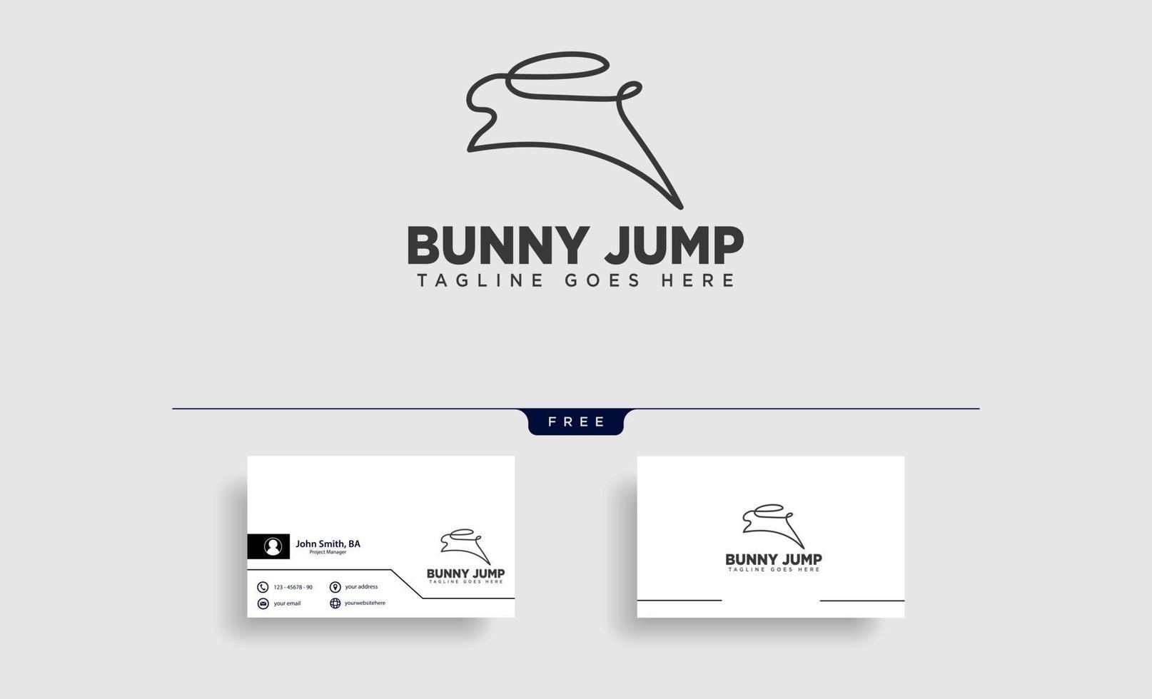 rabbit or bunny jump animal line art style logo template vector icon element isolated