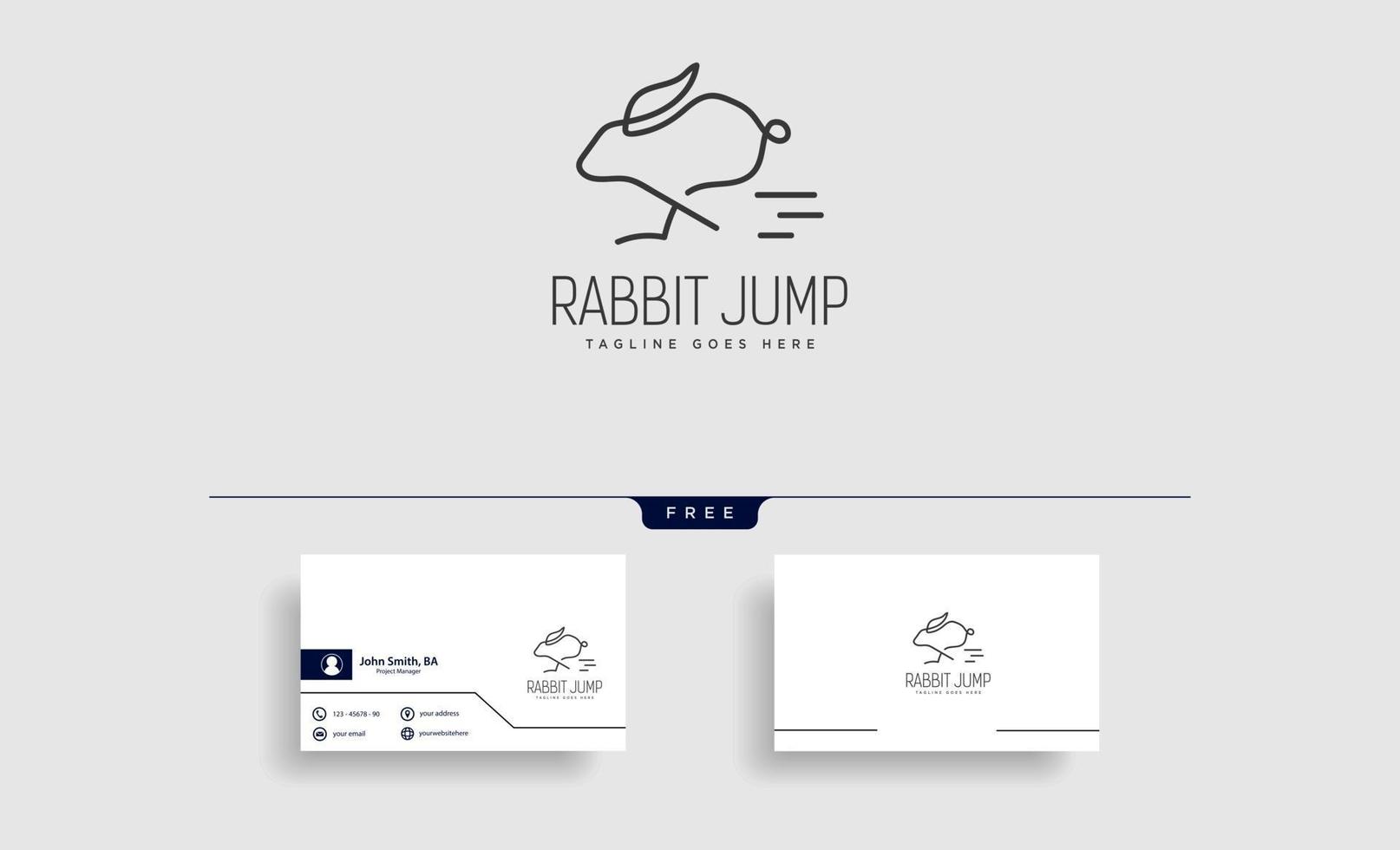 rabbit or bunny jump animal line art style logo template vector icon element isolated