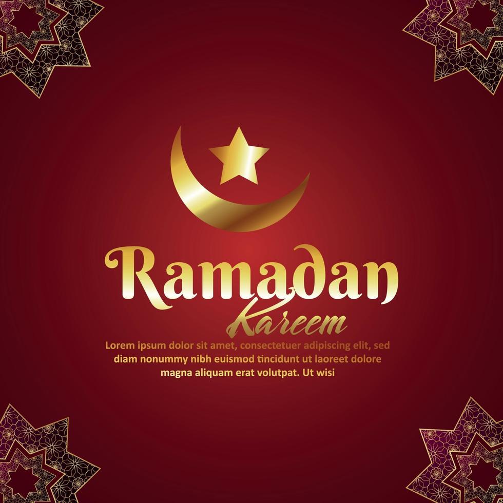 Ramadan kareem realistic pattern background with golden text vector