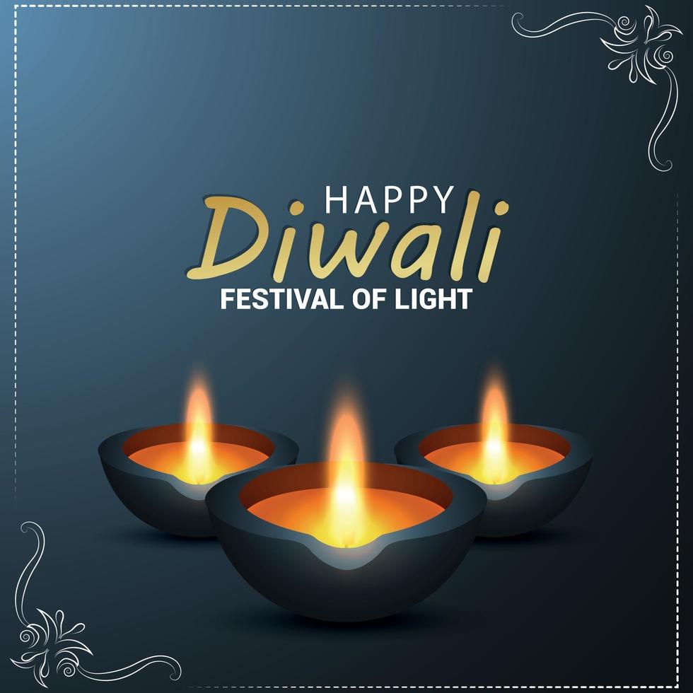 Indian festival of light invitation greeting card vector