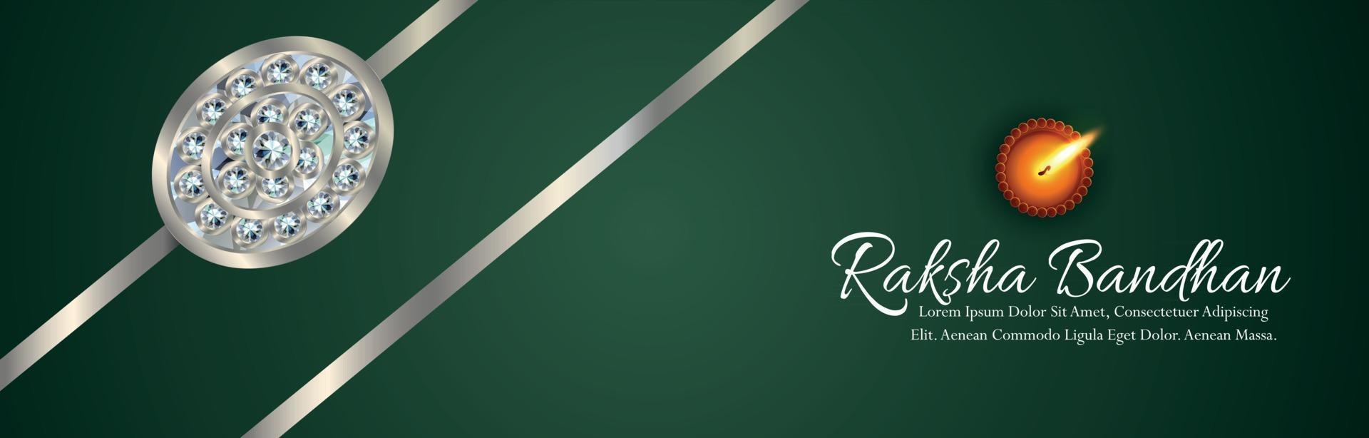 Indian festival happy raksha bandhan banner with silver crystal rakhi vector