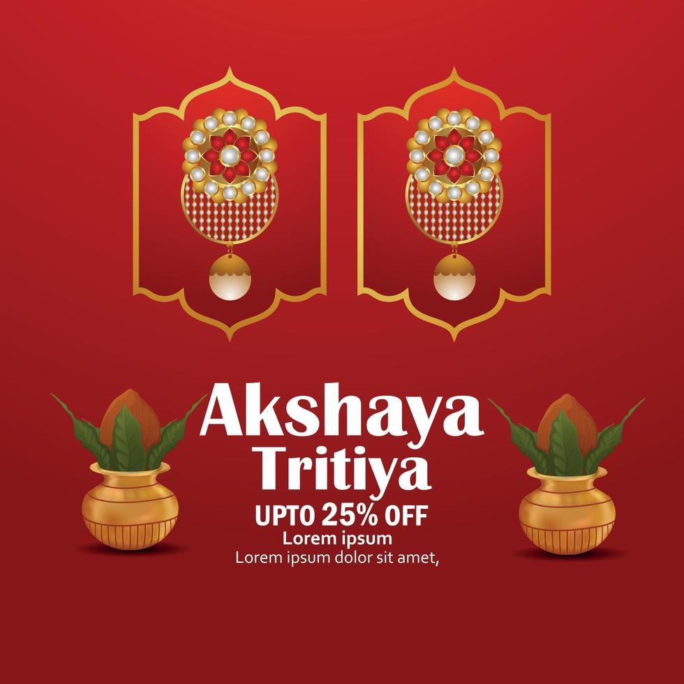 Fondo de venta de joyas del festival indio akshaya tritiya con kalash vector