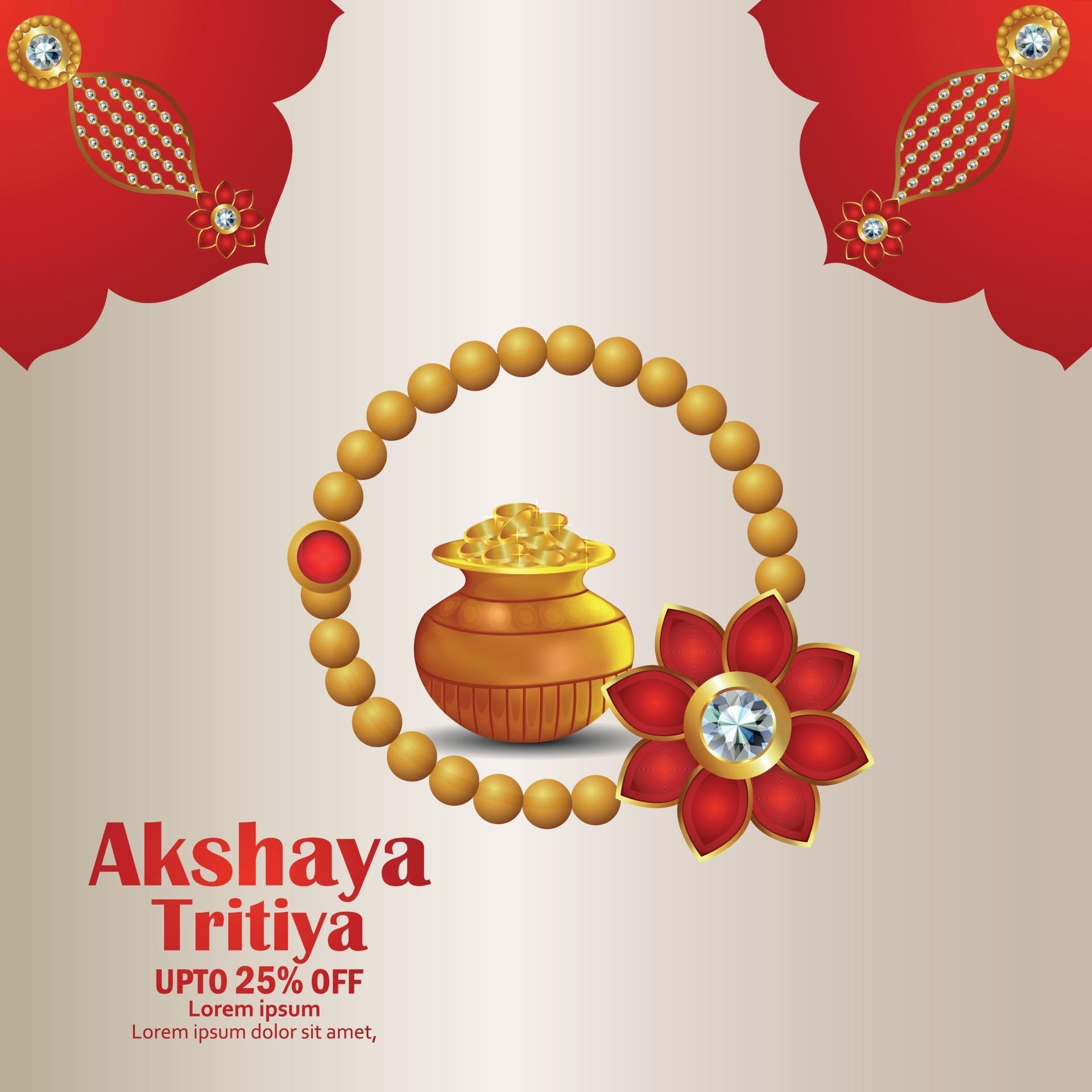 Indian festival akshaya tritiya vector illustration of gold jewelry 