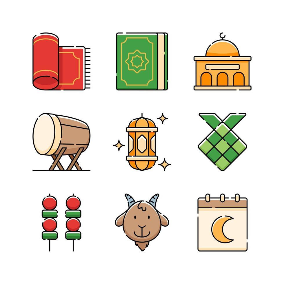 diseño de conjunto de iconos de eid al adha vector