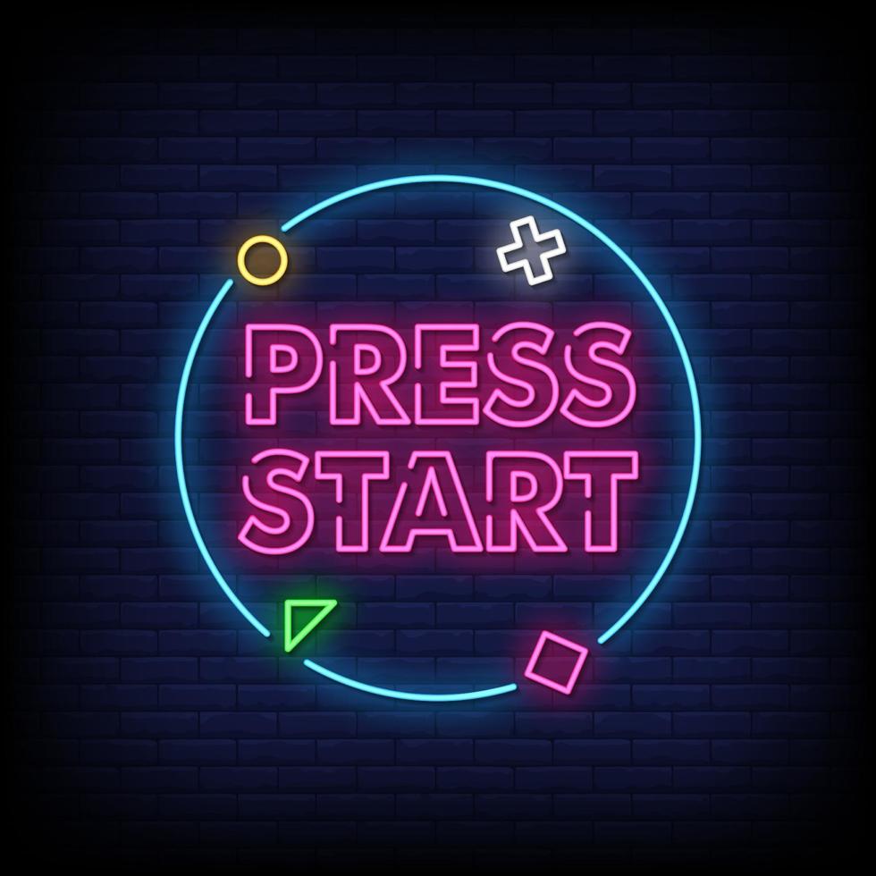 Press Start Neon Signs Style Text Vector