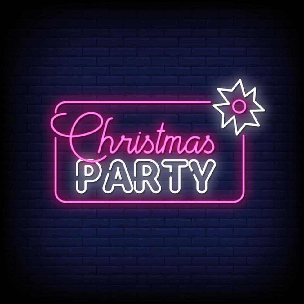 Christmas Party Neon Signs Style Text Vector