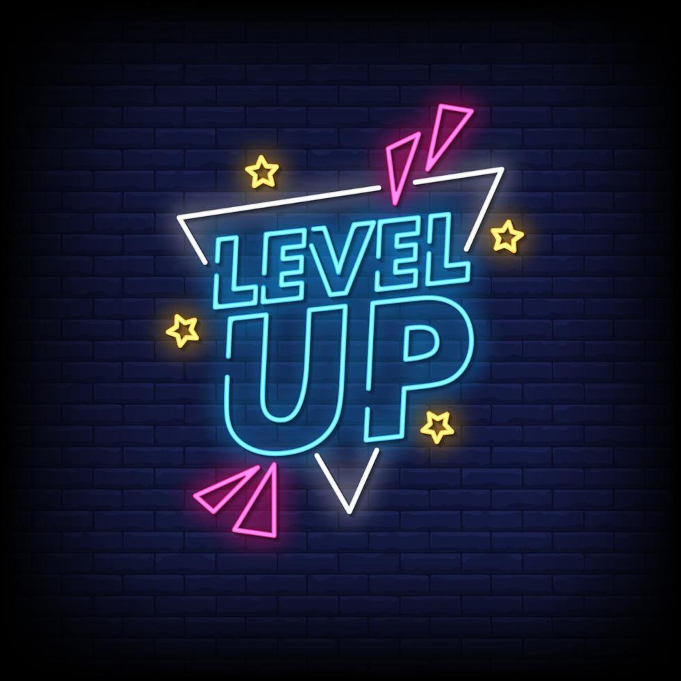 Level UP Neon Signs Style Text Vector