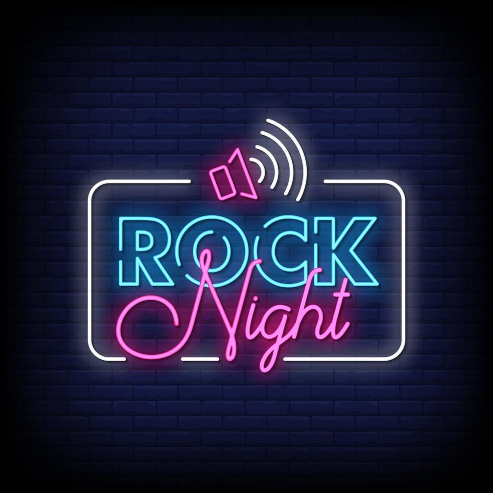 Rock Night Neon Signs Style Text Vector