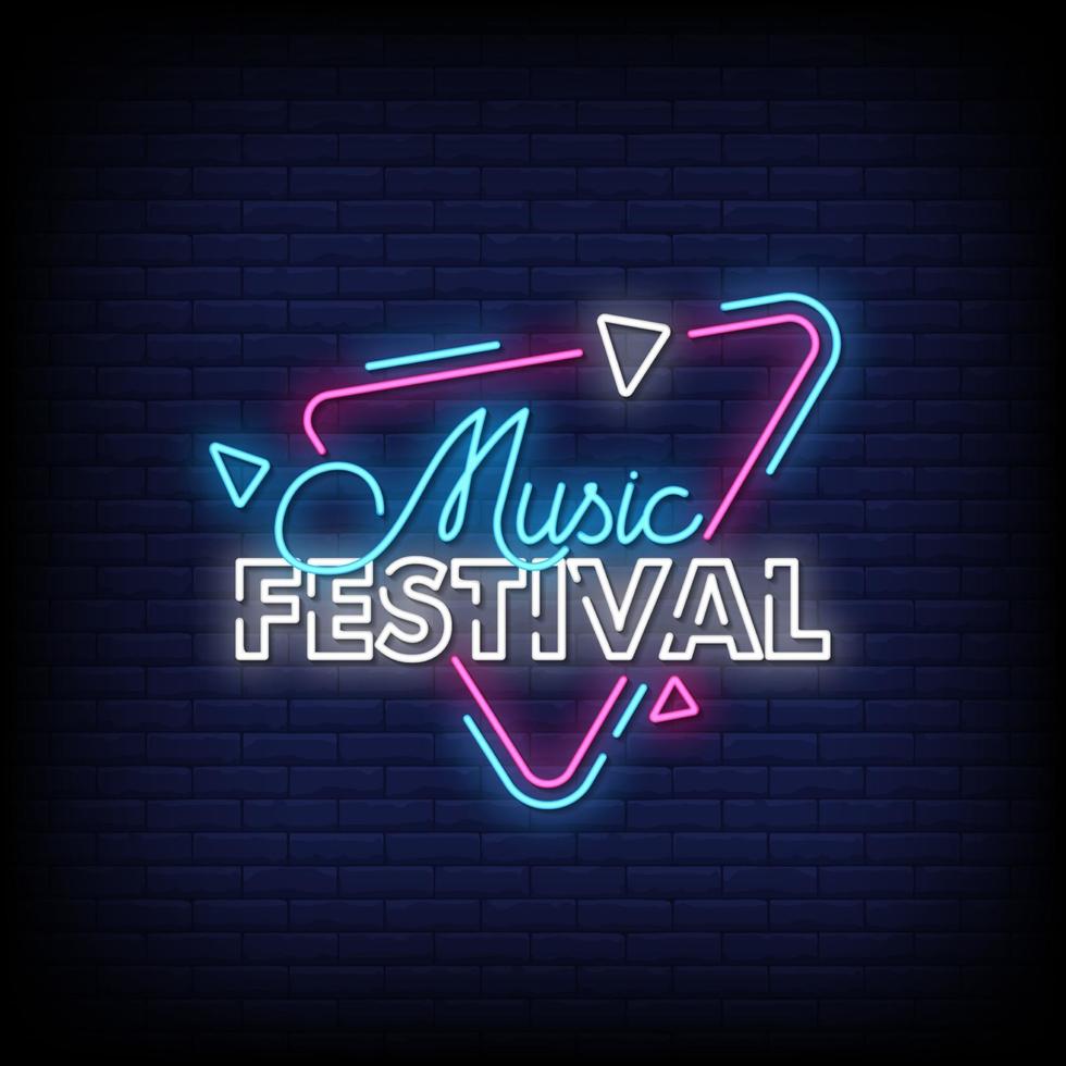 Music Festival Neon Signs Style Text Vector