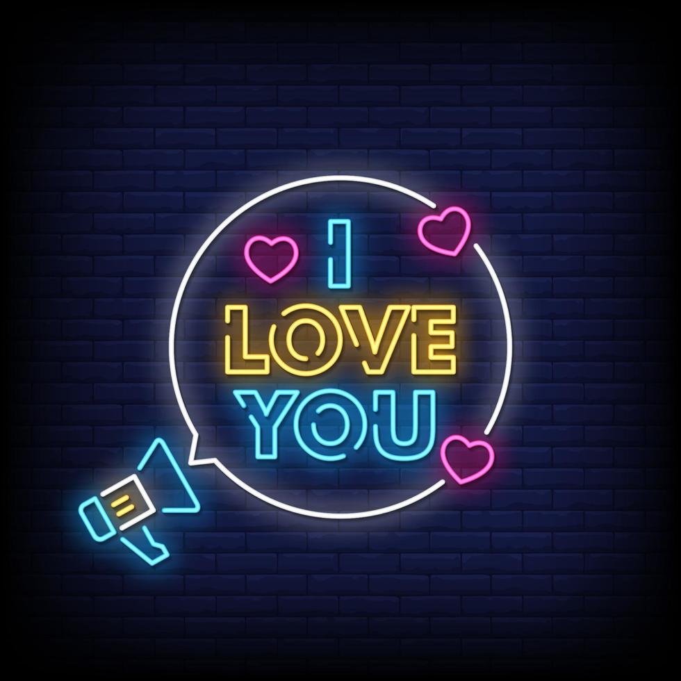 I Love You Neon Signs Style Text Vector