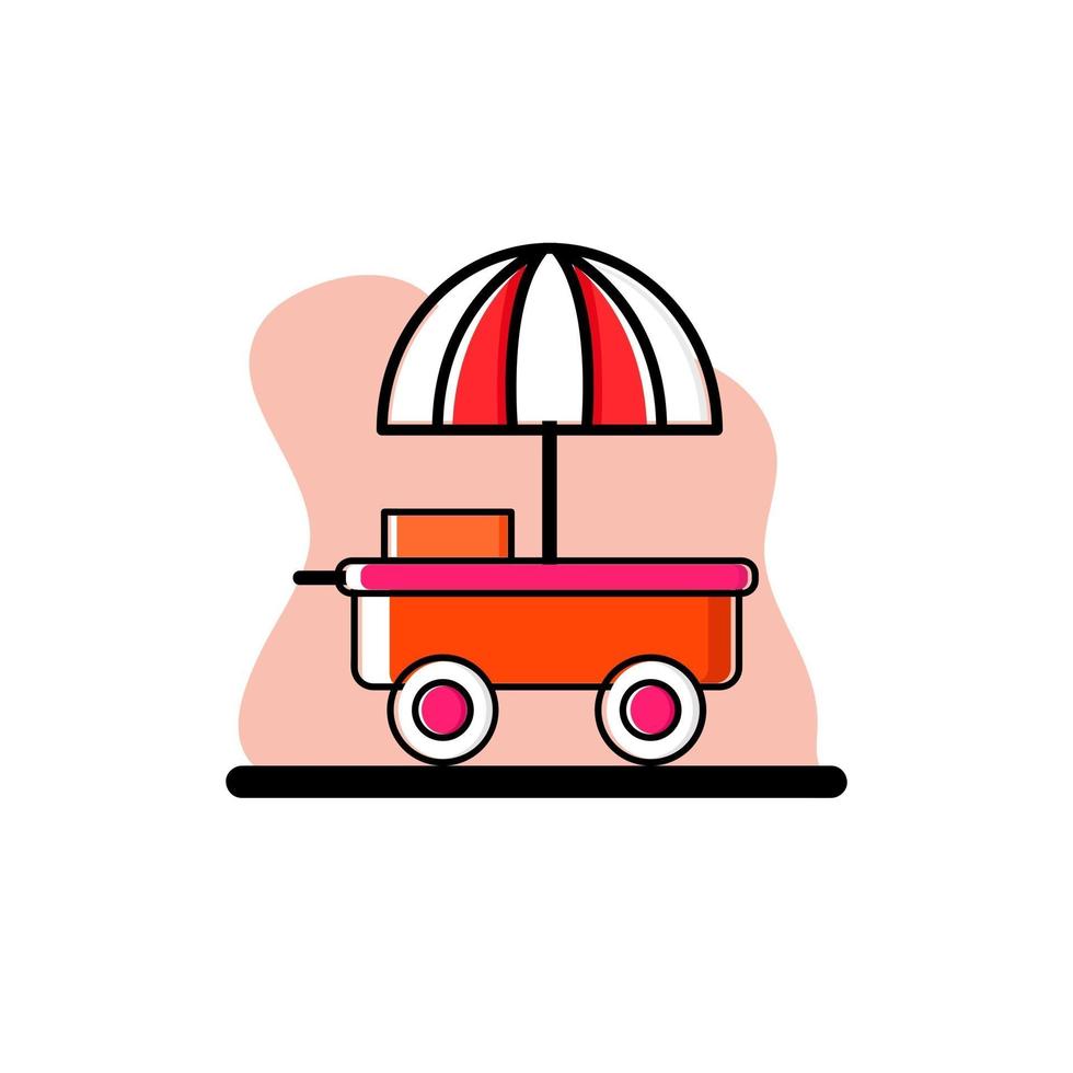 Paraguas carrito de comida conceptual ilustración vectorial diseño de icono vector