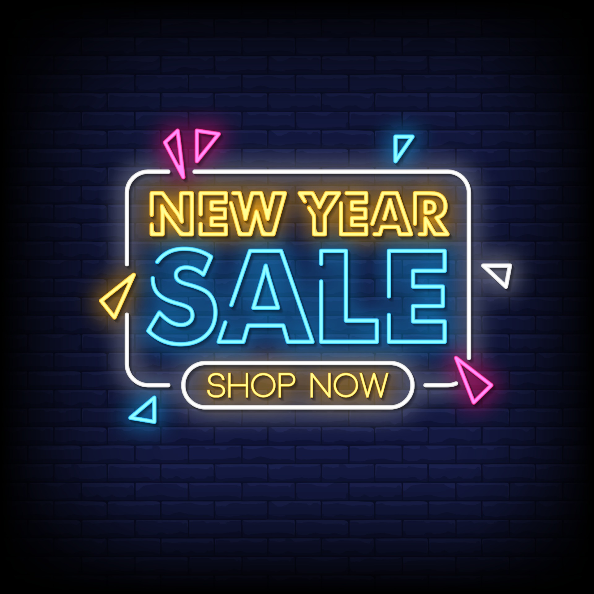 New Year Sale Neon Signs Style Text Vector 2418377 Vector Art at Vecteezy