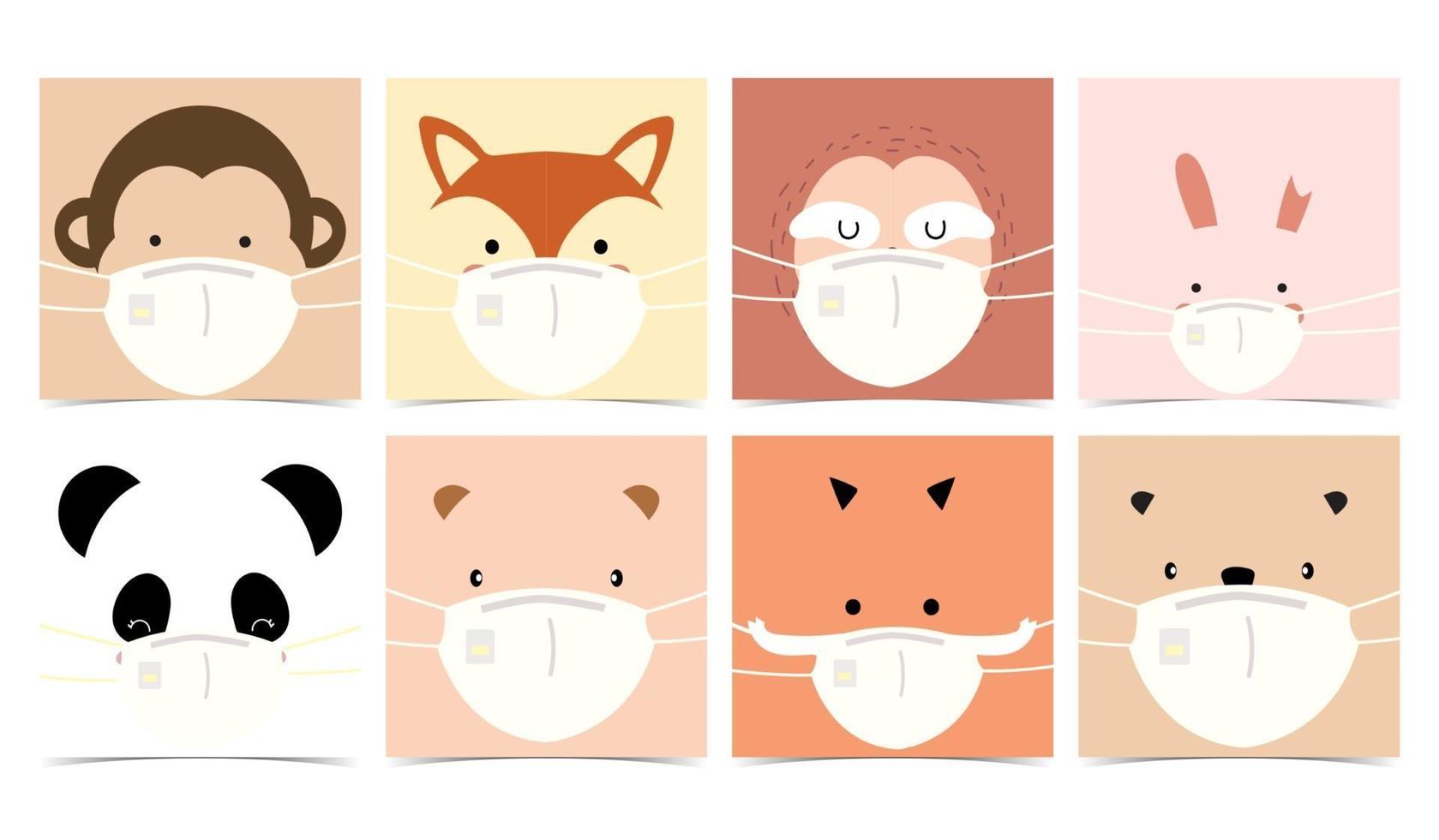 colección de fondo de animales con máscara vector